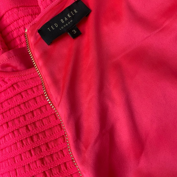 πππ TED BAKER LONDON FIT & FLARE BRIGHT PINK DRESS SIZE 3 TB. SIZE 6/8 πππ - Picture 10 of 11